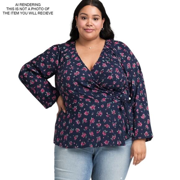 Old Navy Wrap Top Floral Cottage Dark Academia Boho Prairie Romantic Black 4X - Picture 8 of 9